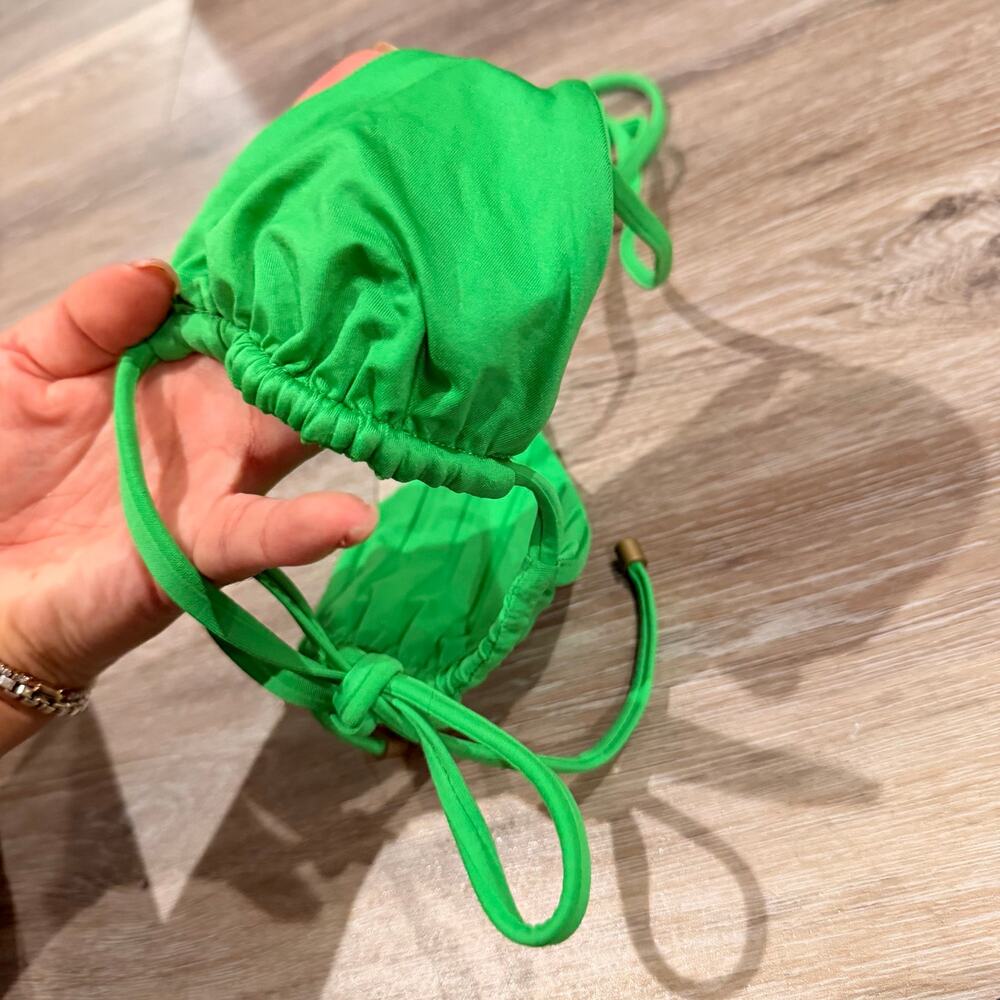 Vitamin A Green Ribbed Gia Triangle Bikini top Size Small - Picture 4 of 4